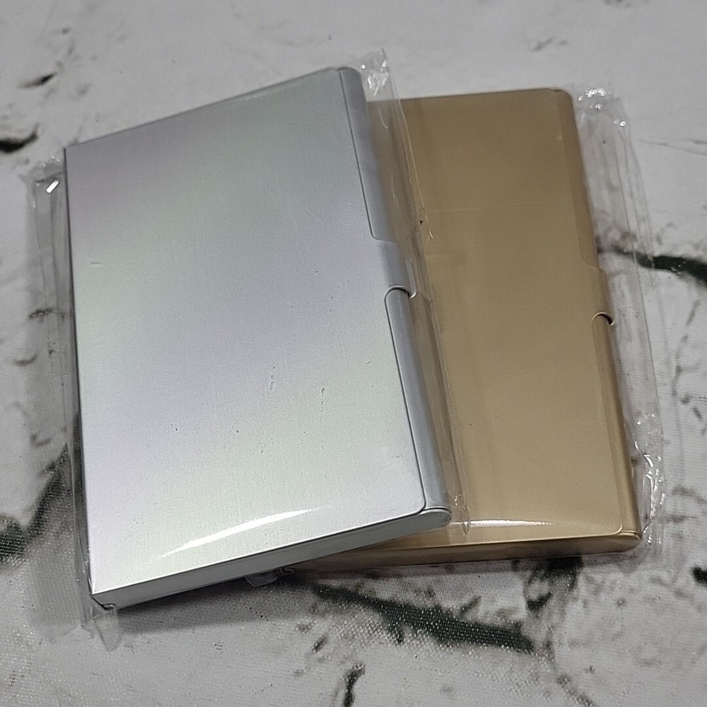 Hardcase Wallets Metal ID Card Holders Simple Lightweight Lot Of 2 Silver & Gold